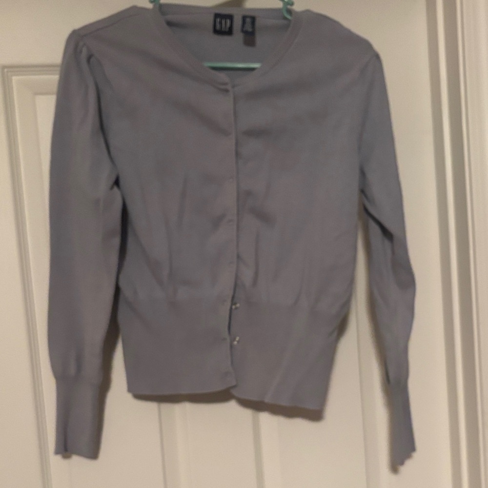 GAP Soft Gray Button-Up Sweater